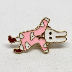 Pajama Bunny Rabbit Metal Pin Gold Tone Backing Lapel Backpack Hat Brooch